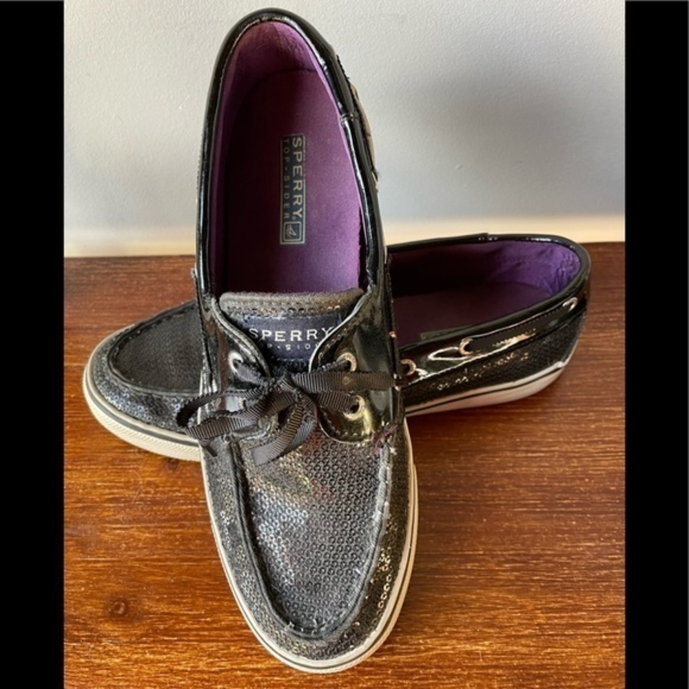 ☀️Sperry Black Sequin Shiny Sneakers